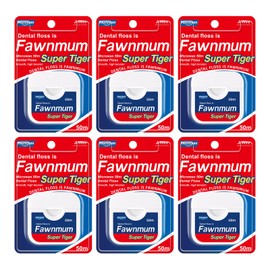 Fawnmum 6 * 50m Dental Floss, Eco-Friendly, Vegan & Cruelty Free, Natural Vegetable Wax Dental Floss, Shred-Resistant for Adults, Sustainable Oral Care. (Pack of 6)