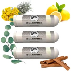 Wild Essentials 3 Pack of Quit Smoking Aromatherapy Nasal Inhalers Made with All Natural, Premium Grade Essential Oils to Help You Kick The Habit and Quench The Cravings! Eucalyptus Frankincense