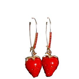 Betsey Johnson Baby Cakes Red Strawberry Dangle Hook Earrings