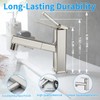 HANLIAN Single Hole Bathroom Pull Out Faucet with Rotating Spout,