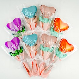 KatchOn, Colorful Heart Balloons Bouquet - 16.5 Inch, Pack of 8 | Valentines Bouquet | Valentines Heart Balloons for Galentines Day Decorations | Valentines Day Balloons for Valentines Day Decorations