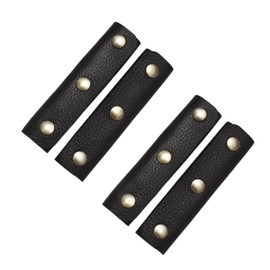 4 Pack Soft PU Leather Handle Wrap Covers - Luxurious Purse Strap Pads & Grip Protectors for Bags, Travel Bags, Suitcases & Luggage, Black