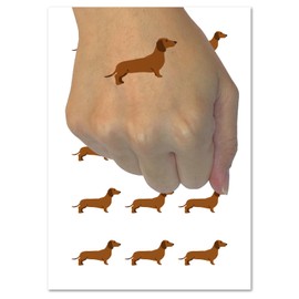 Smooth Haired Dachshund Dog Solid Temporary Tattoo Water Resistant Fake Body Art Set Collection - 54 1" Tattoos (1 Sheet)