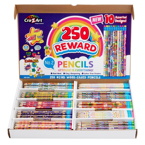 Cra-Z-Art Classroom Reward Pencils Classpack 250 Count Featuring 10 Unique
