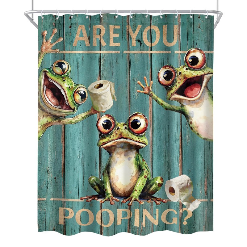 Are You Pooping Frog Funny Retro Farmhouse Door Bathroom Shower