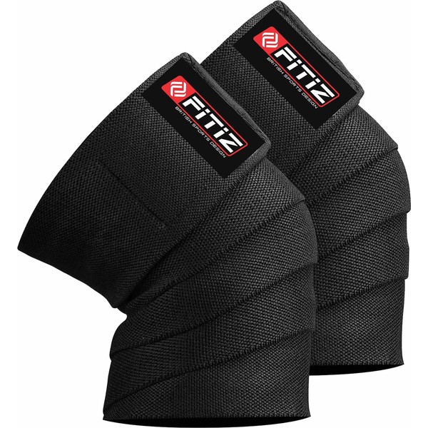 FITIZ Knee Wraps Weight Lifting Heavy Duty Elastic Knee Brace for Squats Knee Straps for Gym Pain WOD Cross Training Powerlifting Knee Brace for