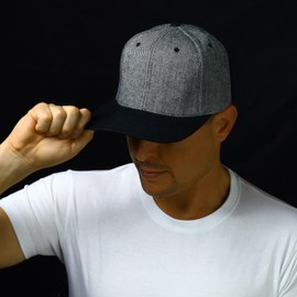 PERSOGO Snapback Cap, Adjustable Baseball Cap, Stylish Cap, Unisex Streetwear Hat for Everyday, Sports & Leisure Cap for Men, Baseball Cap Grey/Black