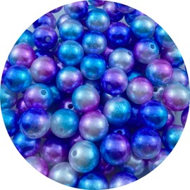 800 Pcs Pearl Beads 6mm Craft Beads Gradient Round Spacer Loose Beads for Earring Bracelet Necklace Key Chains Jewelry DIY Craft Making Decoration and Vase Filler(Rose Red Blue)