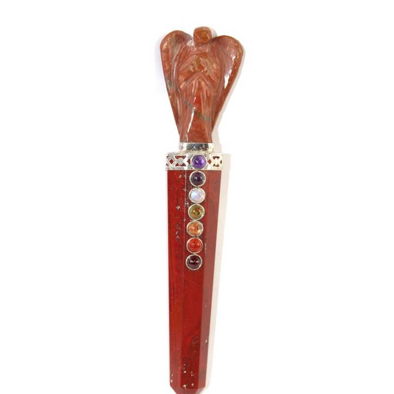 Jet International Red Jasper Angel Chakra Wand Stick Approx. 5.5