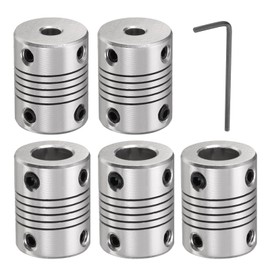 QUARKZMAN Pack of 5 Aluminium Alloy Shaft Coupling 5 mm to 10 mm, Flexible Coupling Motor Connector Joint, Stepper Motor Coupling for CNC Machine & 3D Printer (L25xD19)