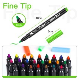 LUZOON 24 Colours Textile Pens Textile Markers Machine Washable Fabric Colouring Pens Washable Permanent Fabric Paint Pens for T Shirt Jute Bag Fabric Bag