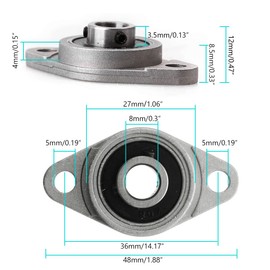 Ncheli 8 pieces KFL08 pillow bearing, zinc alloy self-alignment bearing for various machines and 3D printers, inner diameter 8 mm