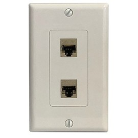 RiteAV CAT 6A 2 Port Shielded Cat6a Punchdown Wall Plate 1 Gang Decorative - White