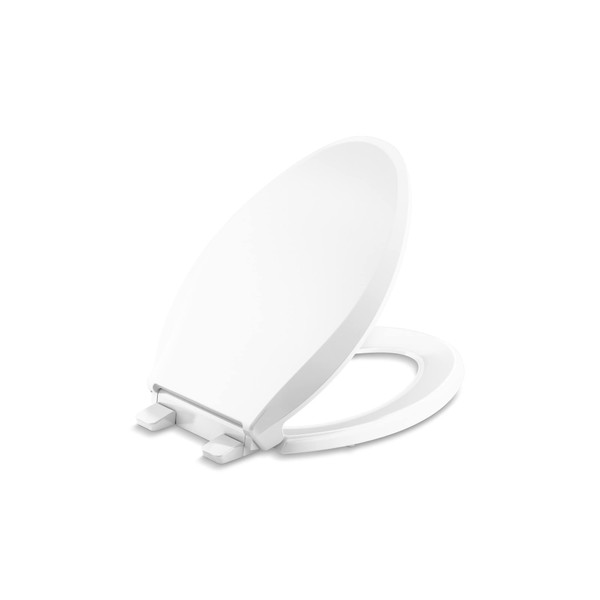 KOHLER 4636-RL-0 Cachet ReadyLatch Elongated Toilet Seat, Quiet-Close Lid and Seat, Countoured Seat, Grip-Tight Bumpers and Installation Hardware, White