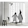 FuShvre Black and White Animal Shower Curtain Abstract Silhouette Penguin