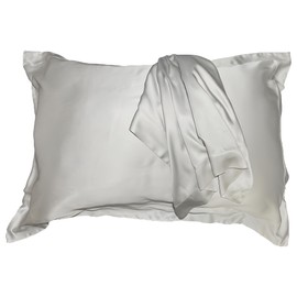 2 Pack 100% Bamboo Oxford Pillowcases, 400 Thread Count, Super Soft and Hypoallergenic, Standard Size 50x75cm with Envelope Closure (Light Grey)