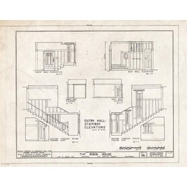 Historic Pictoric : Blueprint HABS Cal,19-PASA,6- (Sheet 9 of 14) - Theodore Irwin House, 240 North Grand Avenue, Pasadena, Los Angeles County, CA 14in x 11in