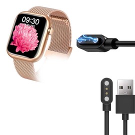 Lamshaw Compatible with HALOBOOM Smartwatch Charger, USB Magnetic Charging Cable Compatible with HALOBOOM Smartwatch-G104 (Black, 100cm)