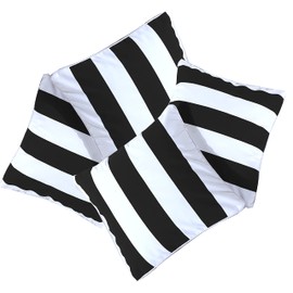 Set of 4 Cushion Cover 18 x 18" (45 x 45 cm) Black & White Stripe with Invisible Zipper Cotton Linen Square Pillowcases- Beautiful Design for Living Room, Sofa, Bedroom, Office, Couch