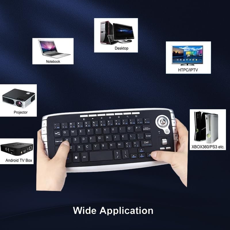 Mini Ergonomic Keyboard Trackball Air Mouse 1200dpi Function TV 2.4G