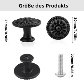 YSDMY Black Cupboard Knobs 8 Pcs Drawer Knobs,Vintage Cabinet Handles 30mm Vintage Cabinet Knobs Retro Bronze Drawer Pull Knobs,Pull Handle for Cupboard Wardrobe Furniture Hardware