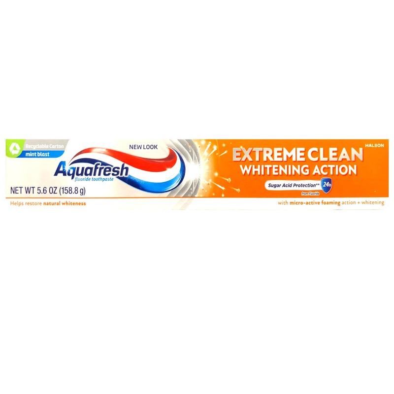 Aquafresh Extreme Clean Whitening Action Fluoride Toothpaste, Mint Blast, 5.6