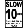 SalaGraphics Slow 10 MPH Children and Animals At Play Sign