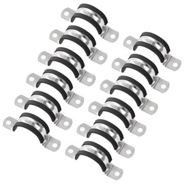 12Pcs 40mm Cable Clamp, Rubber Cushioned 304 Stainless Steel U-Shape Pipe Strap, Anti-Vibration Hose Clamp Tube Holder for Pipe, Tube, Wire