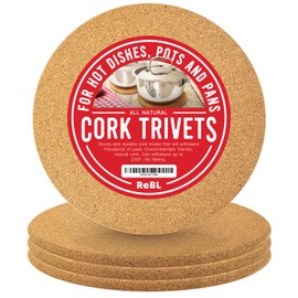 ReBL Large Cork Trivets for Hot Dishes (16-Pack 8" Circles) Thick Cork Coasters - Round Trivet Cork Hot Pads - Cork Plant Mats, Hot Pads for Kitchen Counter and Tables, Hot Plates, Dishes, or Cork Mat