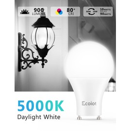 Ecoiot GU24 Dusk to Dawn Outdoor Light Bulbs,Light Sensor A19 LED Bulbs,Photocell Sensor, Automatic On/Off for Indoor/Outdoor Security Lighting,10-Watt(90-Watt Equivalent),5000K Daylight, 4 Pack