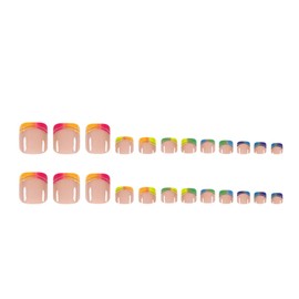 French Tips Press on Toenails Short Toe Nail Press ons Nude Fake Toe Nails Cute False Toenails Glossy Full Cover Acrylic Glue on Toenails Artificial Stick on Toenails for Women Manicure