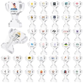 Yuntau 36 Pcs Employee Appreciation Award Trophy Bulk Acrylic Funny Coworker Appreciation Award Funny Clear Reward Medallion Small Thank You Gifts for Office Decorations Team Work Merit(Polygon)