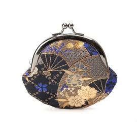 Kyoto Geimidou Nishijin Textile Wallet, 2.6 inch (2.6 cm) Purse Handmade, Japanese Pattern, Made in Japan, black 2