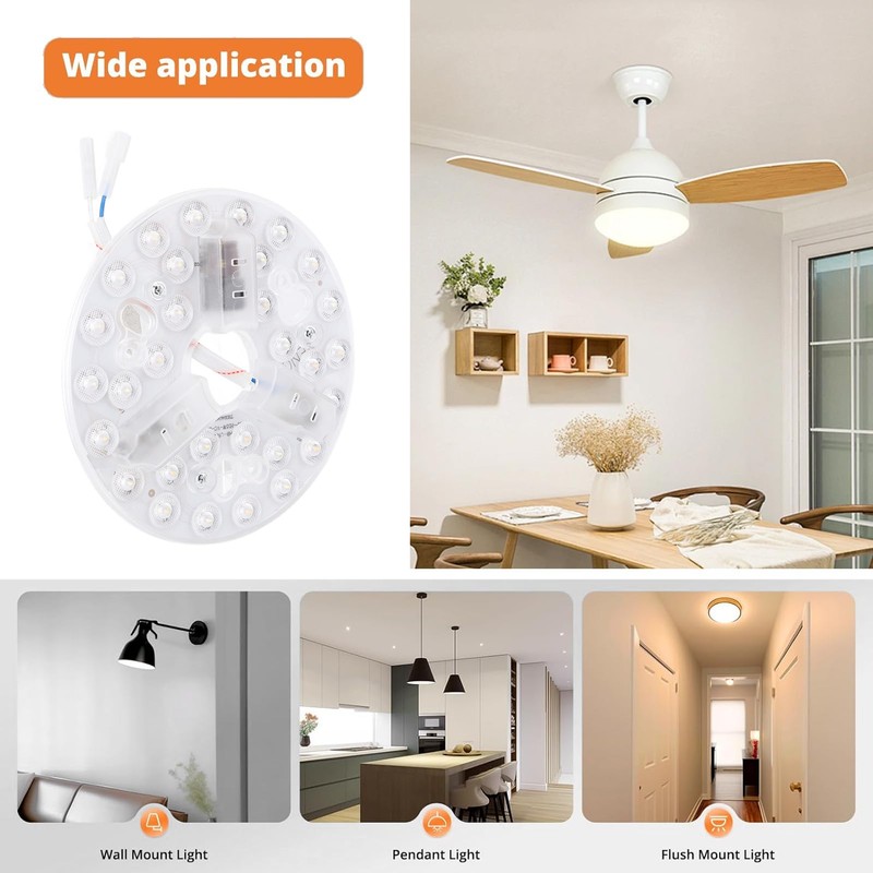 5.3 Inch Ceiling Fan LED Light, 3000K 4200K 6500K LED