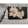 Coach Floral Small Wristlet Black Leather New