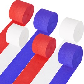 Fourth/4th of July Decorations Crepe Paper Streamers 6 Rolls 492ft, Red White and Blue Streamer for Patriotic Decorations, July 4th Decorations, Independence Day Decorations