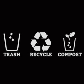 XTRAYXRAY Trash Recycle Compost Stickers Set of 3 Recycle Vinyl Decal Sticker for Trash Can, Compost Bin, Recycle Bin Symbol to Organize Garbage containers or Trash cans (Grey, 2.7 Inch)