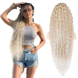 Curly Crochet Hair Extensions Ponytail Extension 36" Drawstring Hair Extension Lightweight Soft Synthetic Hairpieces for Women Medium Blonde 3207