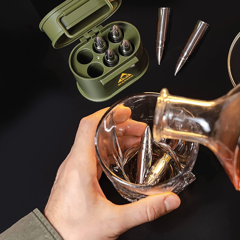 Bar Originale Bullet Ice Cubes in Ammo Case Silver 6