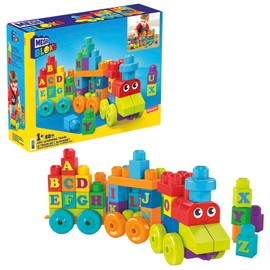 Mega Brands MEGA BLOKS First Builders Toddler Building Blocks Toy Set, ABC Learning Train with 60 Pieces, Ages 1+ Years, DXH35