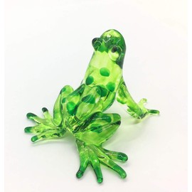 Hand Blown Art Glass, Rainforest Green Frog Miniature Animals Collection, Dollhouse Miniatures, Decorations, Seasonal Gift, Souvenirs, Frog Art Glass Blown