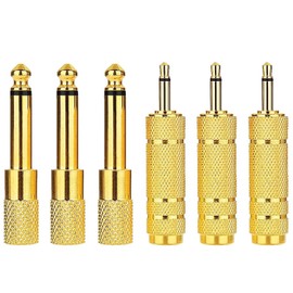Greluma Pack of 6 3.5 mm TS Female to 6.35 mm Male and 1/8 Inch Mono Male to 1/4 Inch Female Audio Adapter Converter for Headphones, Microphone, Speaker, Guitar