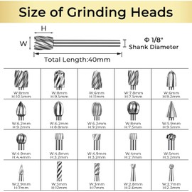 20 Piece Wood Carving Drill Bit Set, 1/8 Inch (3 mm) Shank, Tungsten Carbide Rotary Tools, Accessories for DIY Woodworking, Engraving, Grooving, Polishing, Suitable for Most Rotary Tools