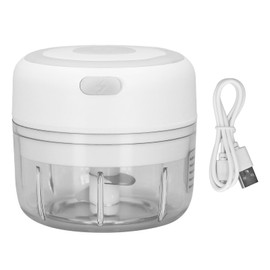 Mini Garlic Chopper Stainless Steel Blade Food Grade Strong Power USB Charge Electric Garlic Masher 100ML (3.4x2x1.9in) White