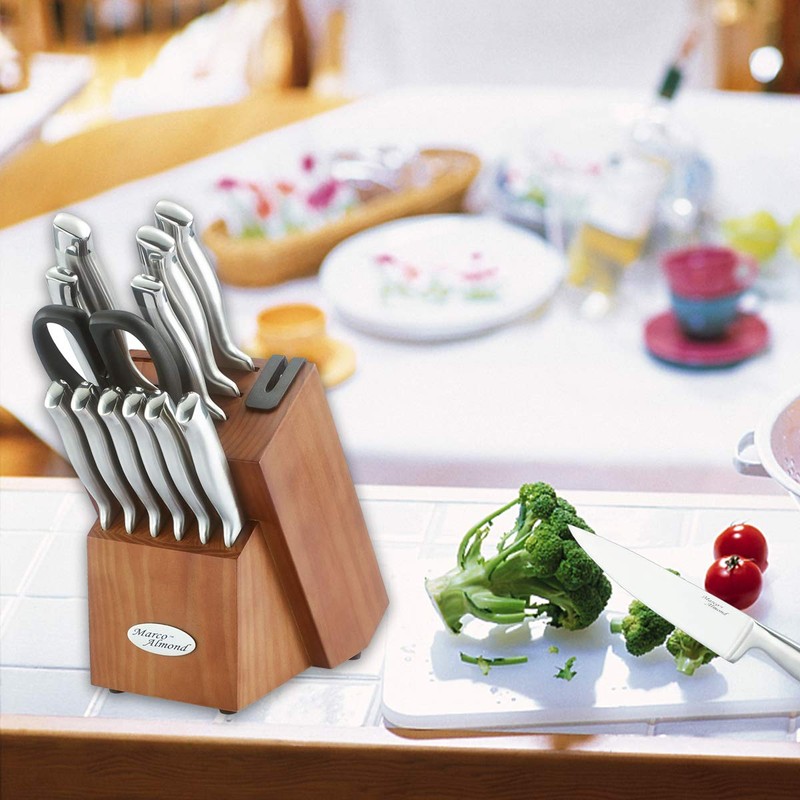 Marco Almond® Knife Block Set, KYA26 Knife Set with Block,