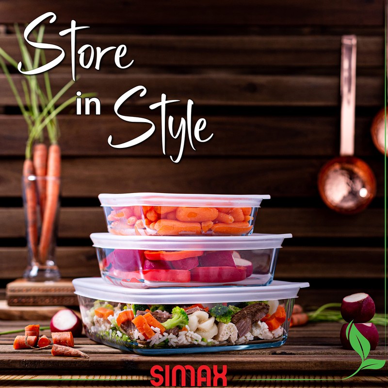 SIMAX Square Glass Food Storage Containers With Lids: Meal Prep