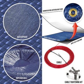 ColourTree 12' x 24' Oval Navy Plus Blue Winter Swimming Pool Cover Tarp Tarpco Safety Extra Heavy Duty 140 GSM, Waterproof, UV Resistant, ( Cover Size: 16' x 28'/ 4 ft. Overlap ) ★ We Custoize Size ★