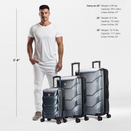 DUKAP ZONIX Luggage with Spinner Wheels | Durable Lightweight Hardshell Suitcase, Spacious Travel Sets with Handle and Trolley | (20/26/30) 3 Piece Luggage Set | Green