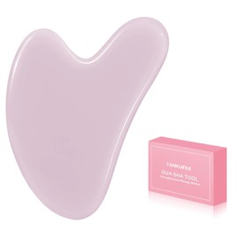 Natural Gua Sha Stone Jade 100% Natural Stone Heart Shape Scratch Massage Tool for Face, Eyes, Neck for Skin Care, Beauty and Relaxation of Body Muscles (Pink)