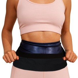Heclia Sweat Waist Trainer for Women Sauna Suit Waist Trimmer Womens Thermo Slimming Belt, Sweat Band for Stomach Belly Waists Trainer for Women Post Partum (S/M) Blue